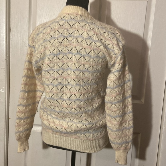 Glenugie of Scotland Shetland/MohairLace Zigzag Knit  Sweater 40 (Sz 6 US) - Picture 4 of 5